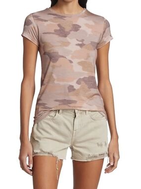 L’Agence Ressi Nude Pink Camo Fitted Tee Size L Fits S/M